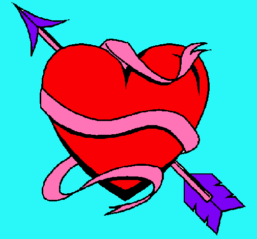 Dibujo Corazón con flecha pintado por lluvia