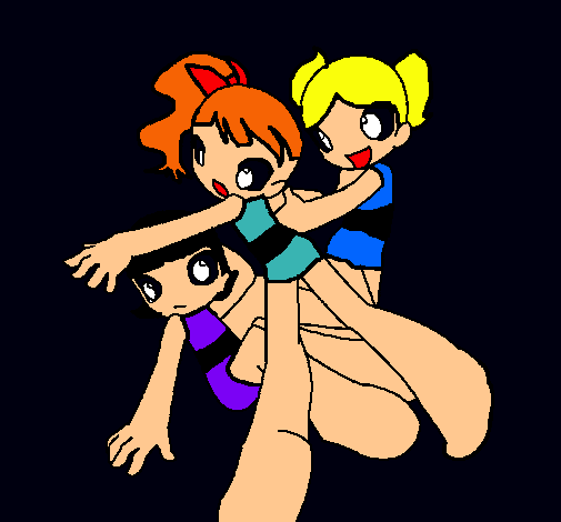 Dibujo 3 chicas pintado por flopy2011