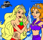 Dibujo Barbie se despiede de la reina sirena pintado por monina