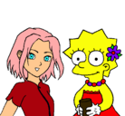 Dibujo Sakura y Lisa pintado por pussycat