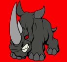 Dibujo Rinoceronte II pintado por rojo