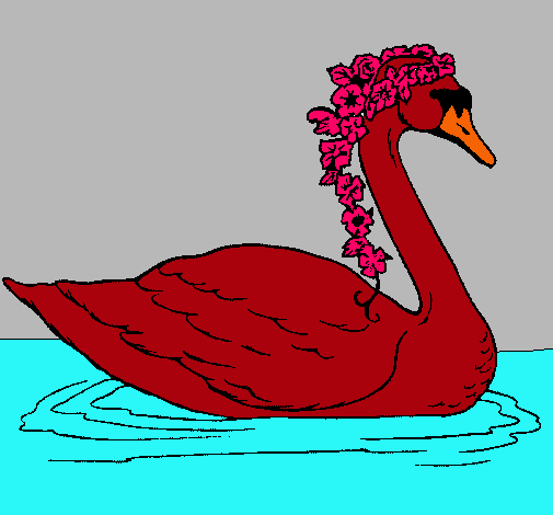 Cisne con flores