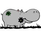 Dibujo Hipopótamo con flores pintado por mourinha