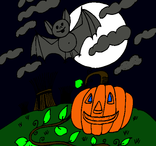Dibujo Paisaje de Halloween pintado por saulito