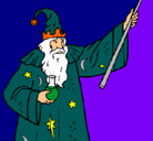 Dibujo Mago con pócima pintado por Merlin