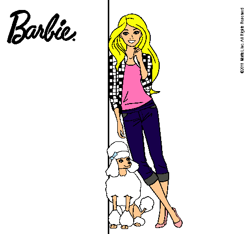 Dibujo Barbie con cazadora de cuadros pintado por antonellan