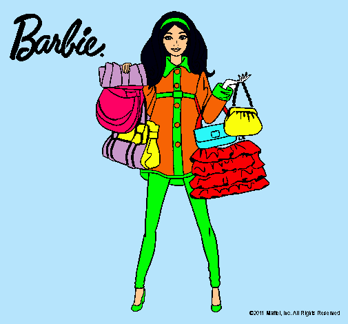 Dibujo Barbie de compras pintado por crisguapa