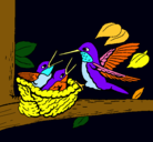 Dibujo Familia colibrí pintado por prismacolor