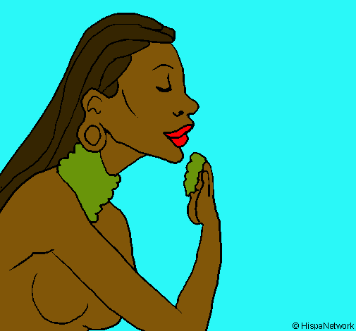 Dibujo Mujer protegiendose la piel pintado por momita