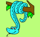 Dibujo Serpiente colgada de un árbol pintado por calandrillo