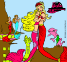 Dibujo Barbie sirena y la reina sirena pintado por zamara28