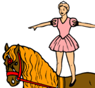 Dibujo Trapecista encima de caballo pintado por banina