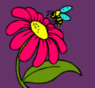 Dibujo Margarita con abeja pintado por medrano