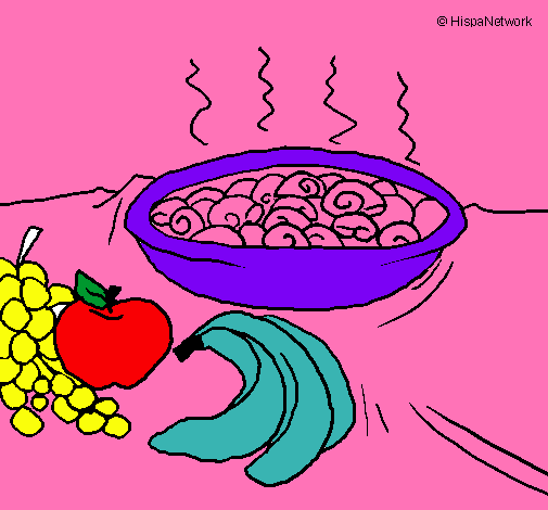 Dibujo Fruta y caracoles a la cazuela pintado por jeanet