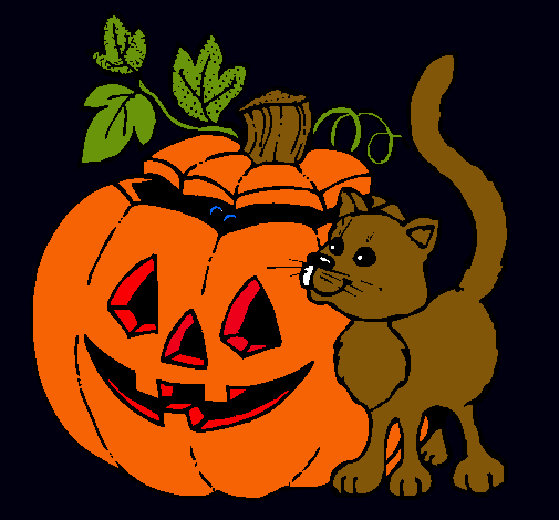 Calabaza y gato