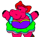 Dibujo Hipopótama con lazo pintado por andreaaaa