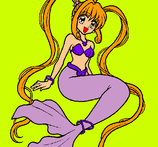 Dibujo Sirena con perlas pintado por Anghell