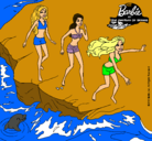 Dibujo Barbie y sus amigas en la playa pintado por monina