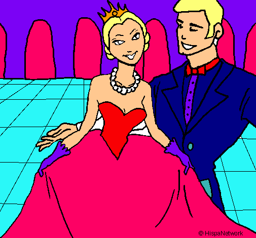 Dibujo Princesa y príncipe en el baile pintado por larabaldini