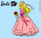 Dibujo Barbie vestida de novia pintado por ordenador