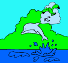 Dibujo Delfín y gaviota pintado por lluiset