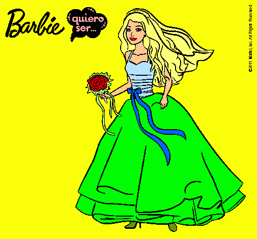 Dibujo Barbie vestida de novia pintado por jrbernad