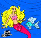 Dibujo Barbie sirena con su amiga pez pintado por savich