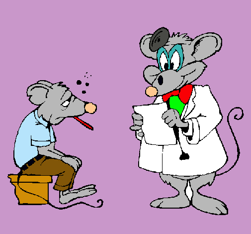 Doctor y paciente ratón