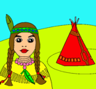 Dibujo India y tepee pintado por jimena05