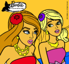 Dibujo Barbie y su amiga pintado por mega