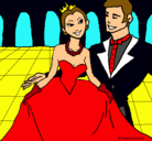 Dibujo Princesa y príncipe en el baile pintado por larita