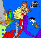 Dibujo Barbie sirena y la reina sirena pintado por mmonina