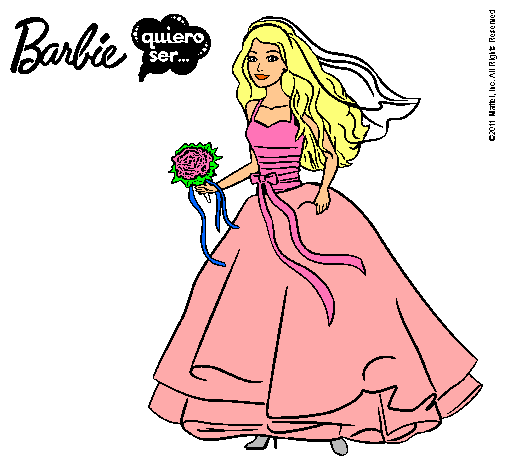 Dibujo Barbie vestida de novia pintado por Valerieta