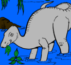 Dibujo Dinosaurio comiendo pintado por sharita