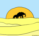 Dibujo Elefante en el amanecer pintado por lagoosna