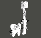 Dibujo Muela y cepillo de dientes pintado por evaroiz