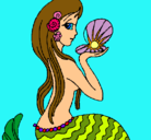 Dibujo Sirena y perla pintado por CATARA