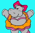 Dibujo Hipopótama con lazo pintado por isai