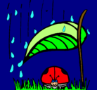 Dibujo Mariquita protegida de la lluvia pintado por makol