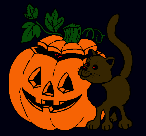 Calabaza y gato