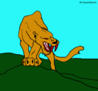 Dibujo Tigre con afilados colmillos pintado por dinotroy