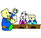 Dibujo Profesor oso y sus alumnos pintado por GYUJFFJH