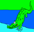 Dibujo Aligátor entrando al agua pintado por calandrillo
