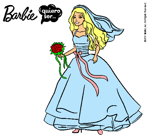 Dibujo Barbie vestida de novia pintado por antonellan