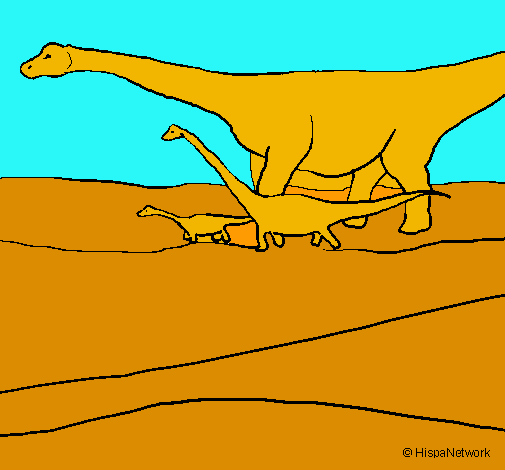 Dibujo Familia de Braquiosaurios pintado por ernes