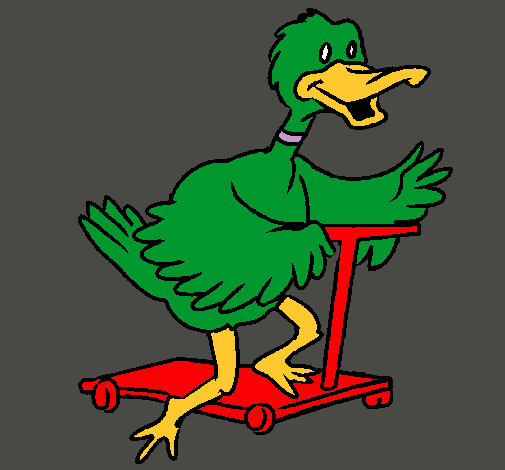 Pato en patinete