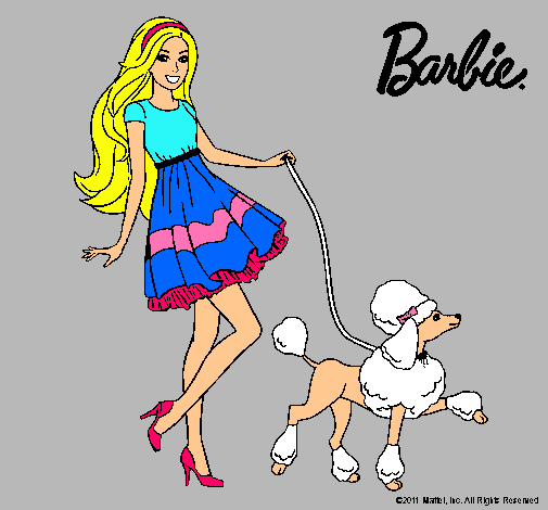 Dibujo Barbie paseando a su mascota pintado por savich