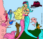 Dibujo Barbie sirena y la reina sirena pintado por iraida
