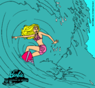 Dibujo Barbie practicando surf pintado por ana_1243