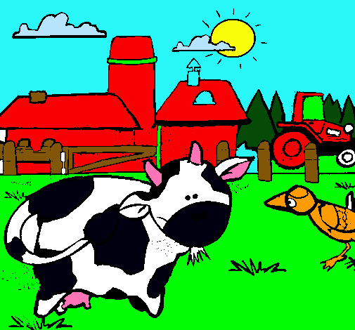 Vaca en la granja